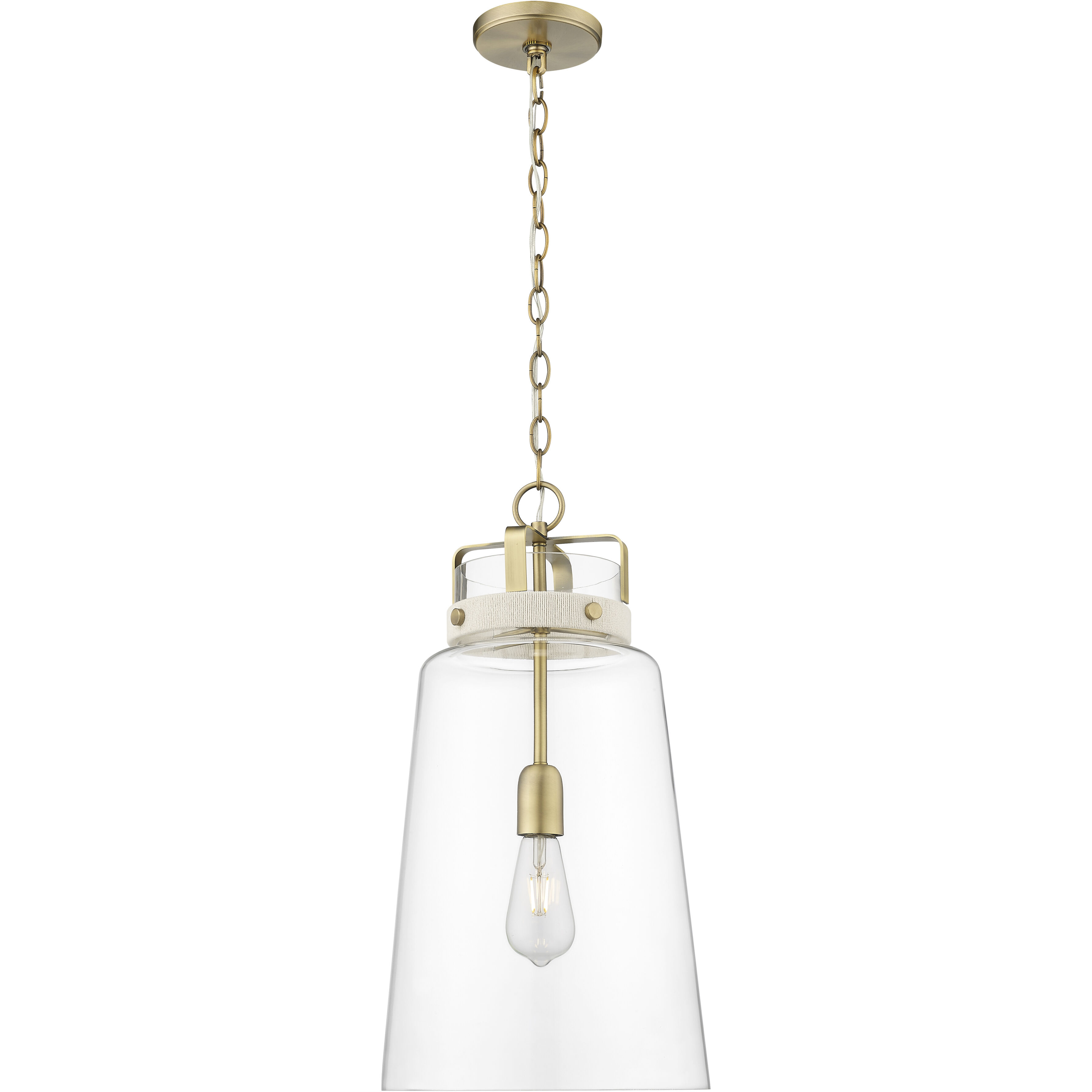 Lolla 1 Light 12 inch Vintage Brass Pendant Ceiling Light